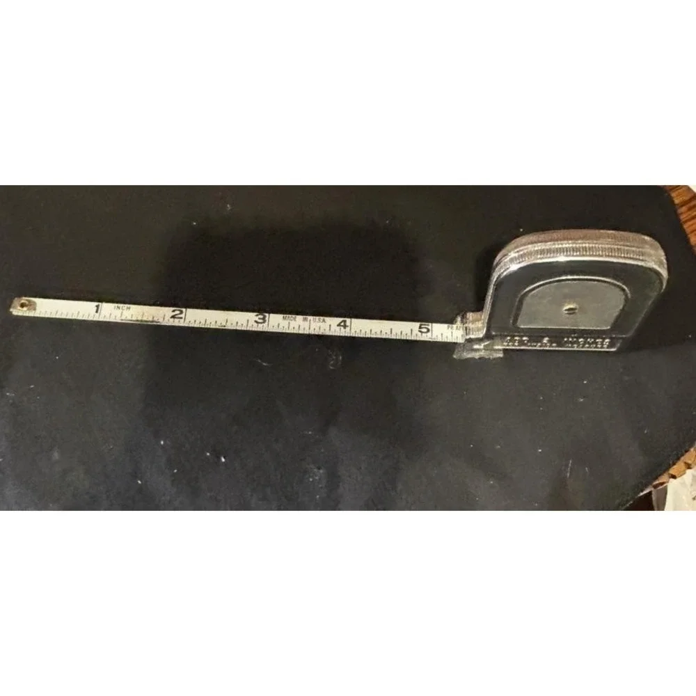 Vintage Unbranded 6 Ft White Tape Silver Tape Measure Made In USA